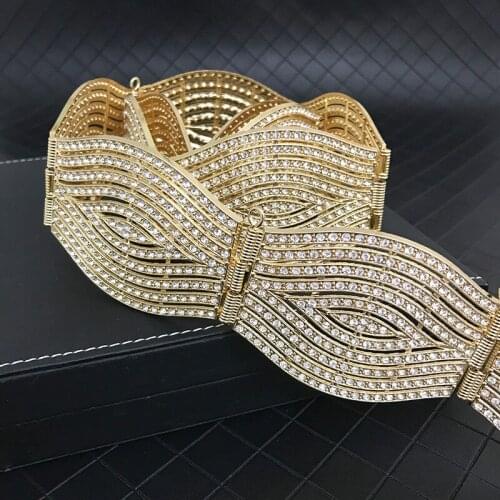 Crystal adjustable wedding belt elegant noble Rhinestone waist chain vintage European womens dress belt jewelry