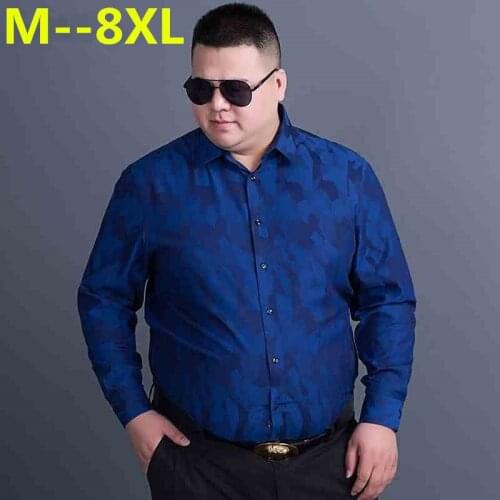 10XL 8XL 6XL 5X Shirts Men Promotion Autumn Long Sleeve Casual Cotton Flower Shirts for Men Designer Loose Fit Dress Shirts