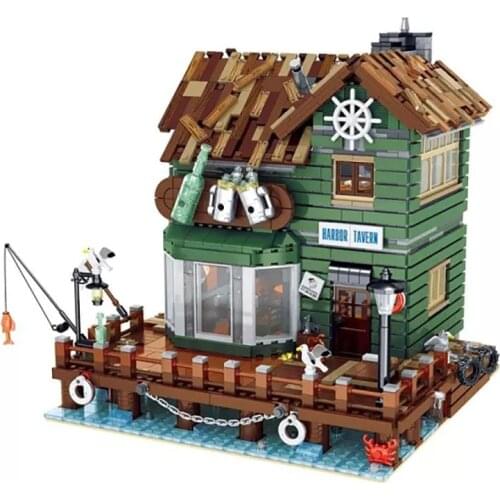 UrGe Fishermans Hut 30108 Dessert Shop Model Modular Street View Series Blocks Creativity MOC Brick Gifts For Boys And Girls
