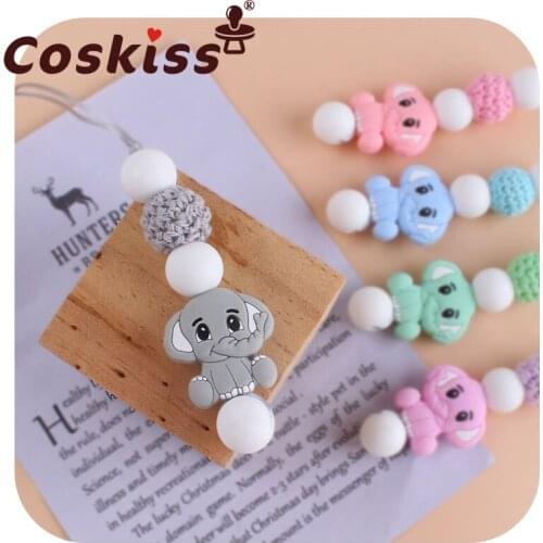 Coskiss Silicone Beads Silicone Beads Cute Elephant Toddler Infant Baby Necklace Teething Toys Mom Necklace for Newborn