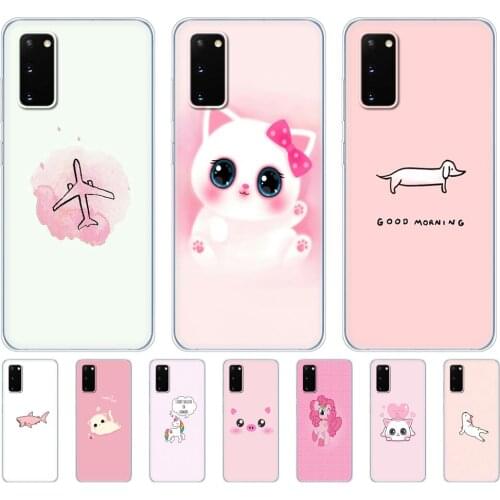 Silicon Case For samsung galaxy S20 PLUS Ultra S10 lite Phone Cover For samsung note 10 plus lite Case cute pink cat dog fish