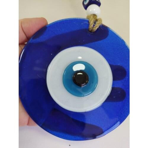 Blue Evil Eye 12 cm Glass Bead Pendant Turkish Handmade Big Amulet for Wall Hanging Ojo TurcoTalisman Boho Home Decor