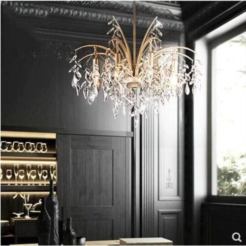 L Modern minimalist European luxury retro bedroom lamp living room lamp dining room lamp candle light crystal chandelier led