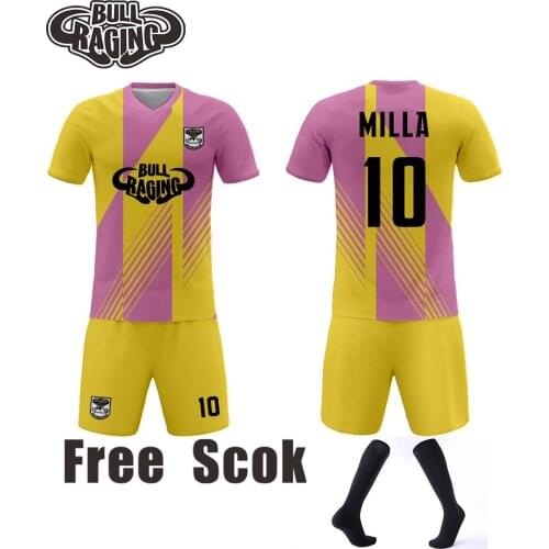 Sports jersey maker OEM custom sublimatioin soccer jersey football jersey set free sock