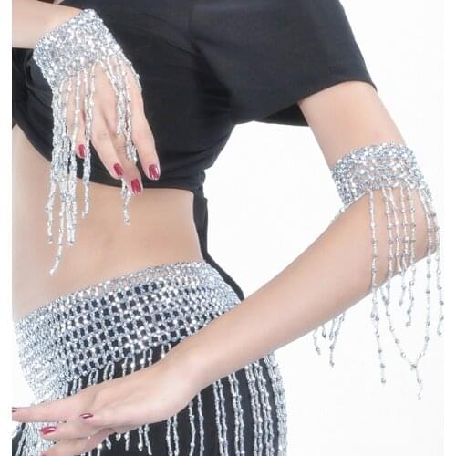 Beaded Belly Dance Elastic Dangling Anklet Dance Bracelet for Fancy Dress 1920s