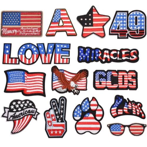 American Stars and Stripes Flag Embroidery Patches Iron on Patch Sew-on Decorative Appliques Thermoadhesive Memory Morale Badges