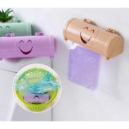 Multi-purpose Kitchen Bathroom Organization Case Wall-mounted Plastic Bag Storage Box Garbage Trash Bags Storage Container