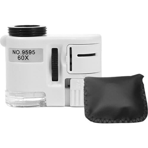 Magnifier Jewelry Identification Magnifying Glass Portable 60X Zoom Microscope with LED Light for Home Shop