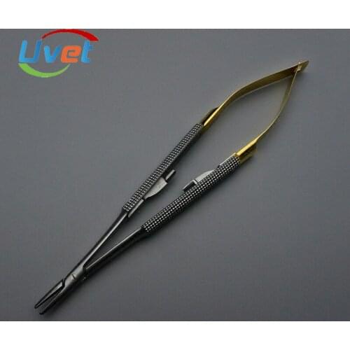 Uvet 21CM round handle pen type needle holder gold handle insert straight point lock Medical forceps needle holder