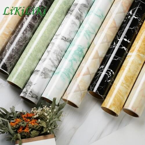 50 Colors Waterproof Oil-proof Marble Self Adhesive Wallpaper Vinyl Film Wall Stickers Bathroom Kitchen Cupboard Home Decoration
