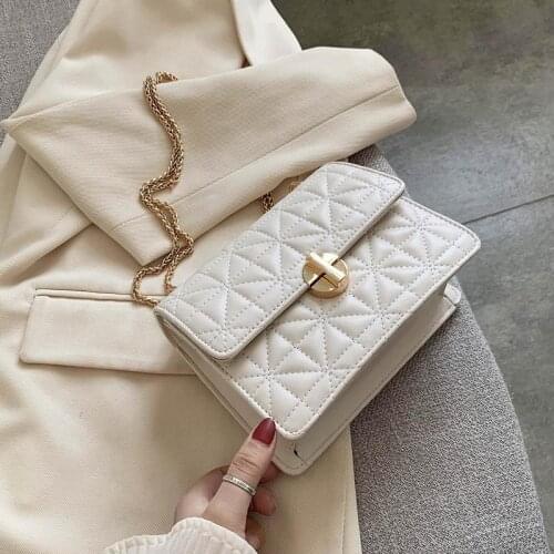 Embroidery Thread Solid Color Simple Flap Bag PU Leather Crossbody Bags for Women 2020 Summer Fashion Mini Shoulder Handbags