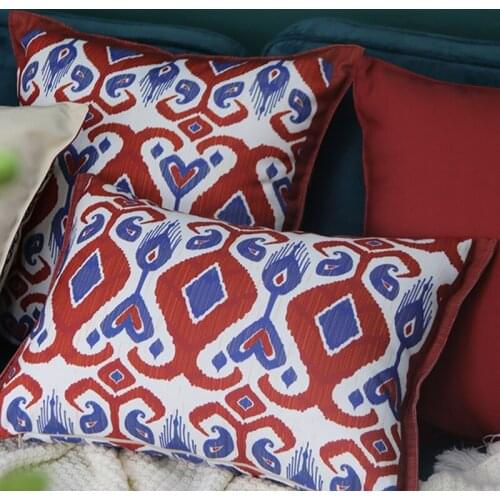 Retro Pillow Cover Simple Ethnic Style Red New Year American Couch Pillow Livingroom Backrest Bedside Cushion Throw Pillowcase