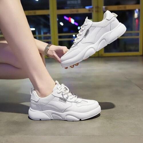 Mesh Breathable Casual Shoes Female Flats Chunky Sneakers Women Shoes Woman Lace up Hollow Thick Bottom Flat Platform Shoes