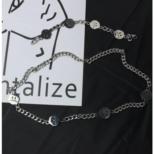 New Creative Harajuku Choker Cool Smile Pendant Stainless Steel Necklace Party Jewelry for Women Friendship Girl Trendy Gift