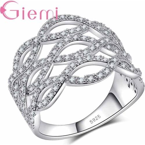 Pure 925 Sterling Silver Fashion Cross Jewelry Women/Girls Finger Rings With Full Cubic Zirconia Women Engagement Ring