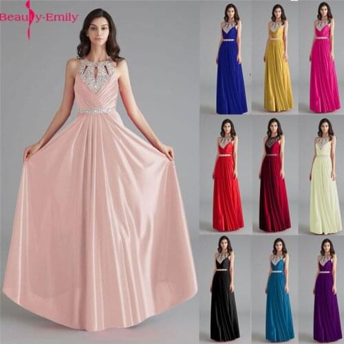 Beauty Emily Charming O Neck Sleeveless Lace Up Back Bridesmaid Dress 2019 Fashion Vintage Heavy Beaded Wedding Guest Dress