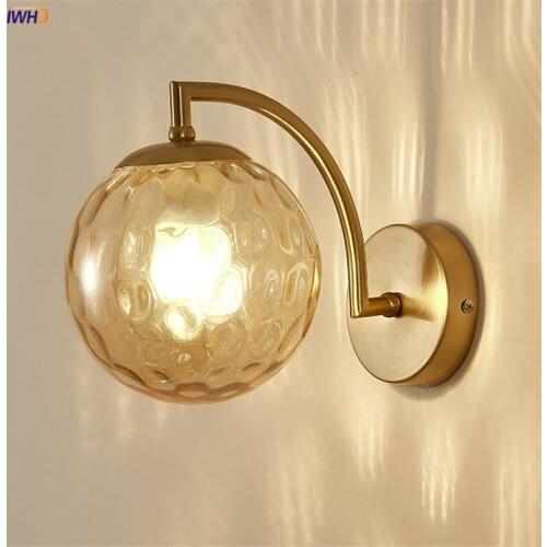Gold Iron LED Wall Light Nordic Glass Ball Wandlamp Fixture For Bedroom Living Room Decoration E27 110V-220V Applique Murale