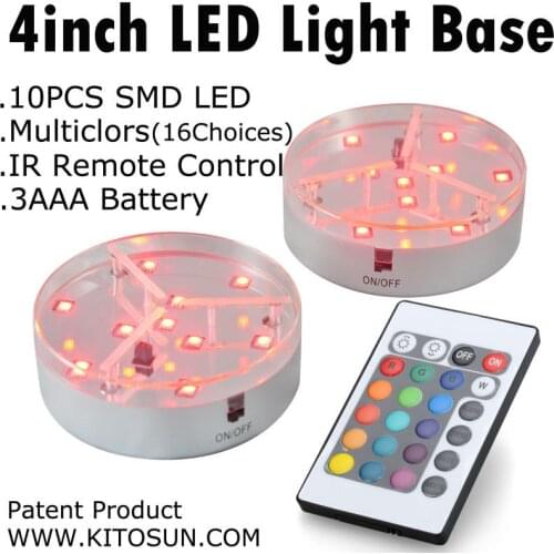 1pc 4Inch Under Vase Multi-colors Lights Wedding Centerpieces Lights Outdoor Decorative Lights with Remote for Xmas Halloween