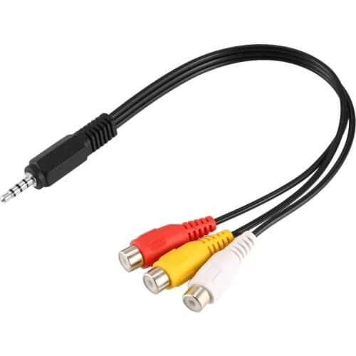 1pc 3.5mm Mini Aux Male Stereo to 3 RCA Female Audio Video AV Adapter Cable Cord 28cm Adapter Converter