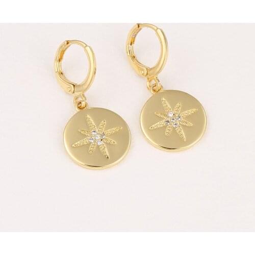 12Pairs/lot Round Star Drop Earring for Women Fashion Crystal Earrings