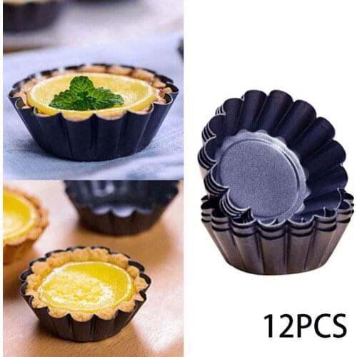 12Pcs Mini Round Nonstick Tart Pan Tartlet Molds Egg Tart Tin Muffin Cake Molds