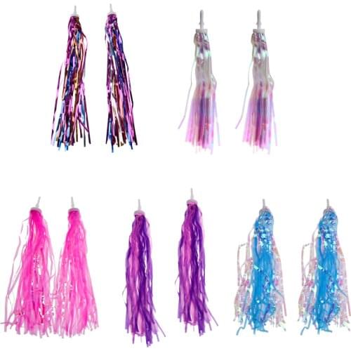 2Pcs Sparkly Tinsel Streamers Bike Bicycle Tricycle Streamers Handlebar Grips Decoration Tassels Kids Girls Boys