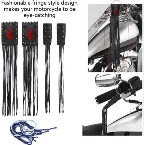 4Pcs/Set Universal PU Motorcycle Handlebar Tassel Fringe Grip Cover Lever Cover for Victory Cruiser