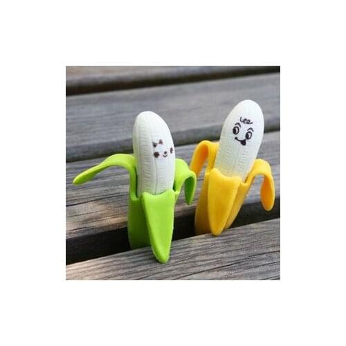 4pc/lot Cute face peeling banana eraser / creative rubber fruit erasers/ children stationery gift / prizes