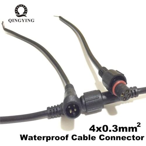 5 Pairs 4 Pin 4 Core Black Waterproof Cable Connector 40cm Length With Female And Male Plug Adapter For LED Lightiing