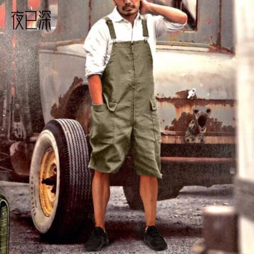 New Men cargo pant Hot style Mens New Four Seasons Solid Cargo Casual Bracket Shorts pants Men Bib Pants Streetwear Overalls