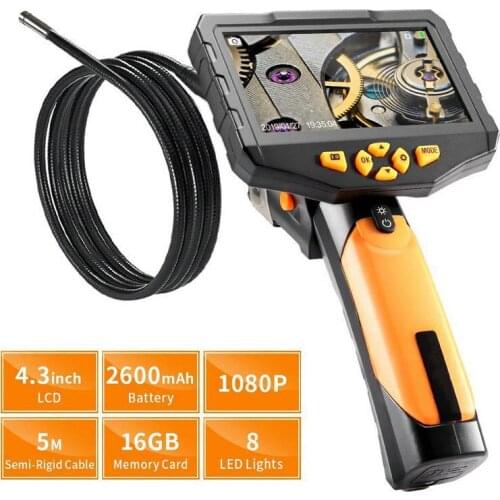 4.3" LCD Digital HD Snake Camera 7.6MM Drain Pipe Inspection Endoscope Borescope Wire Probe Waterproof Camera 1M/3M/5M Cable