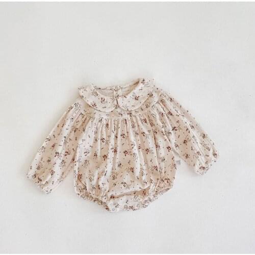2020 Autumn Infants Clothes Floral Printed Newbron Baby Girls Long Sleeve Bodysuits Korean Style Toddlers Kids Jumpsuits