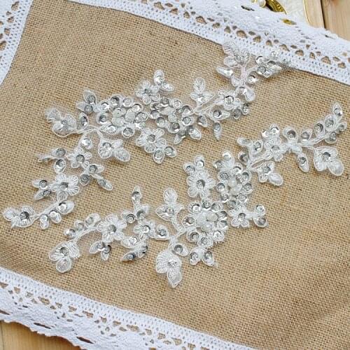 Handmade bead lace flower patch,DIY wedding accessories,stickers for clothes,2PCS/lot