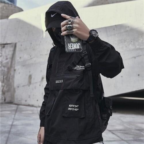Cargo Jackets Coats Streetwear Tactical Function Pullover Harajuku Multi-pocket Hoody Windbreaker unsiex hip hop japanese style