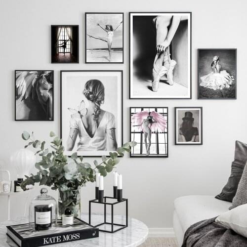 Fashion Wall Art Black White Window Woman Print Dance Female Poster Canvas Art Beauty Wall Picture Painting Modern Home Decor