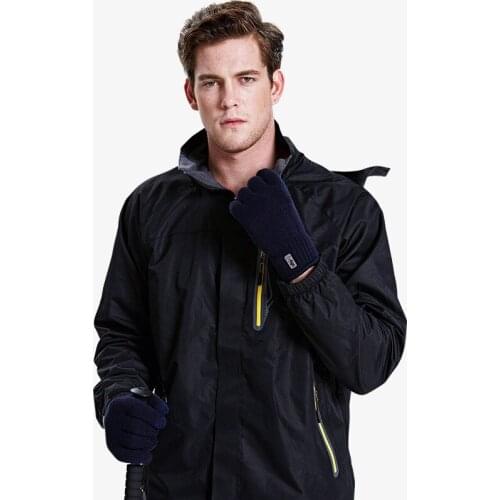 Mens Knitted Touch Screen Gloves Autumn and Winter Outdoor Warmth Double Layer Plus Velvet Cold-proof Ski Sports Riding