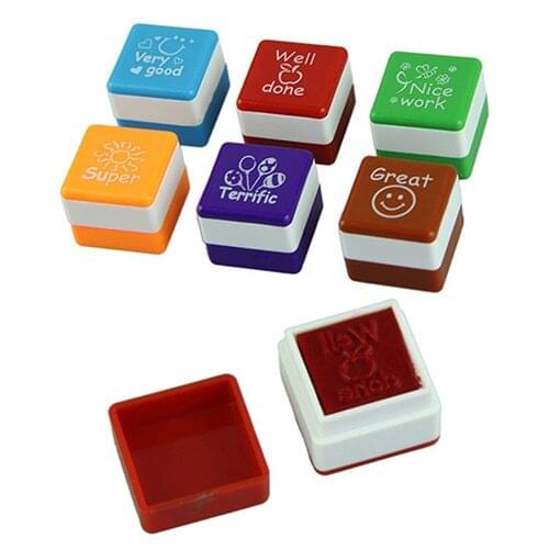 New 2016 6Pcs Teachers Stamper Self Inking Praise Reward Stamps Motivation Sticker School C1DI