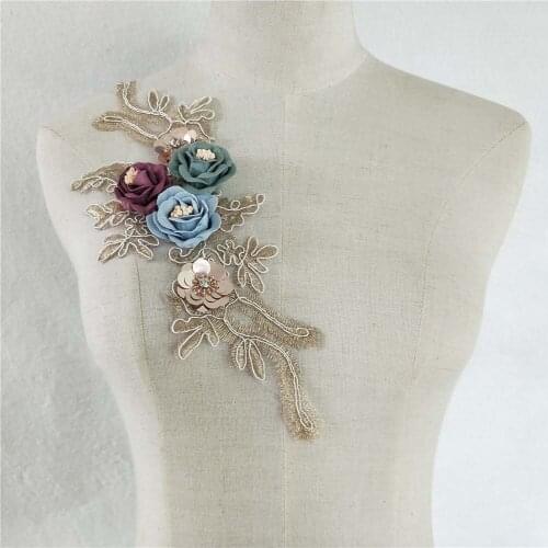 New Gold Wire Car Bone Ccloth Stickers Handmade Three-Dimensional Flower Clothing Accessories DIY Dress Wedding Accessories