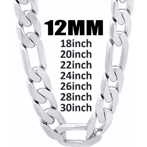 Wholesale! 12MM width Silver color Man jewelry fashion chain curb Necklace/Bracelet Sets 18-30inch mens Cuban necklace jewelry