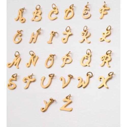 26pcs/lot Gold Rosegold Stainless Steel 26 English Alphabet Pendant DIY Jewelry Accessory Letter Charms For Jewelry Make