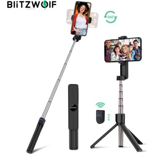 BlitzWolf BW-BS2 Protable Mini bluetooth Selfie Stick Remote Control Tripod Monopod Rotatable Clamp for iPhone 11 Huawei Xiaomi