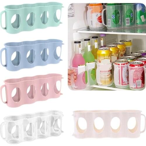 4 Holes Durable Beer Soda Coke Drink Can Storage Box Fridge Drink Bottle Holder Refrigeration Kitchen Organizer Food Container