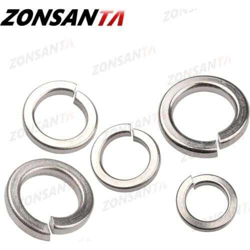 ZONSANTA A2 304 Stainless Steel Split Spring Lock Washer locking Elastic Gasket M1.6 M2 M2.5 M3 M4 M5 M6 M8 M10 M12 M16 M20 GB93