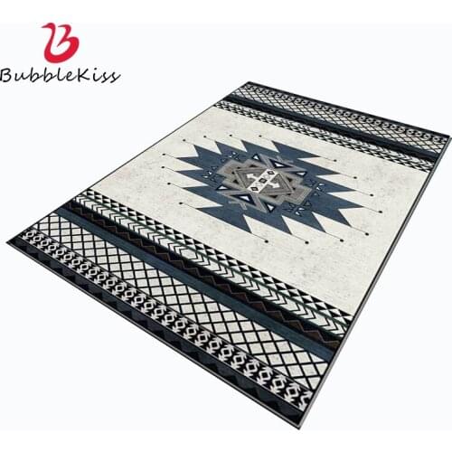 Bubble Kiss Ethnic Style Carpet In The Living Room Grey Blue Geometric Pattern Carpets Home Customized Non-slip Corridor Rug