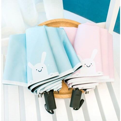 Pink girl heart umbrella tri-fold umbrella cartoon umbrella creative rain and sun dual-purpose sun umbrella UV protection