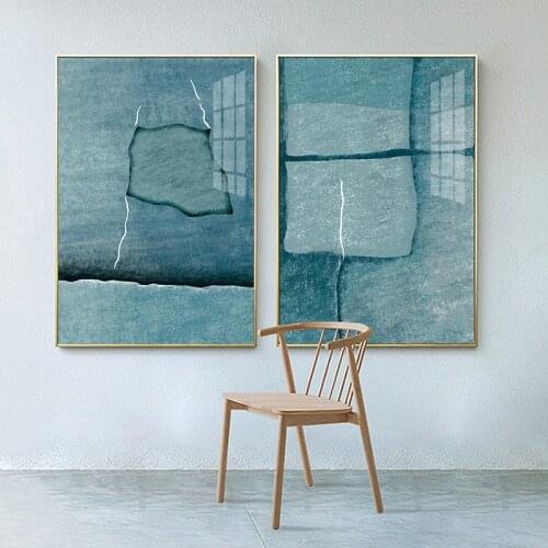 Northern Europe Abstract Style Light Blue Broken Ice Theme Art Painting House Decoration Background Wall Drawing Frameless