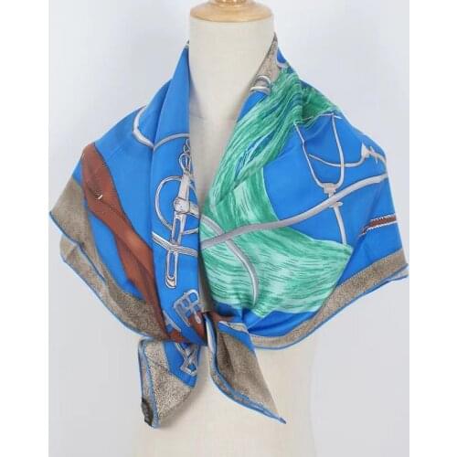 35" Large Square 100% Silk Scarf Wraps Womens Fashion Print New Shawl Cape Foulard