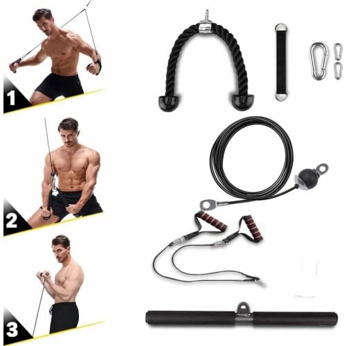 Fitness Pulley Cable System DIY Arm Biceps Triceps Chest Pull Rope Machine Workout Polea Strength Home Gym Trainning Accessories