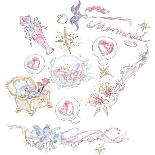 Dreamy Fairy Mermaid Cosmetic Box Washi Tapes Bullet Journal Masking Tape Adhesive Tape DIY Scrapbooking Washi Stickers