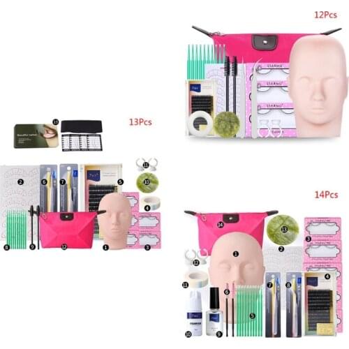 False Eyelash Extension Training Kit Exercise Practice Mannequin Head Set